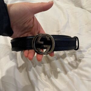 Gucci Black Belt with Silver Buckle